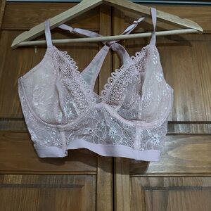 Victoria's Secret Light Pink Lace Bralette with Scalloped Trim